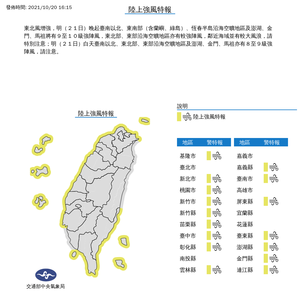 北東から吹いてくる季節風の強まりにより、23日から24日、北部・台北市の最低気温が19℃に下がり、大雨も降ると予測されている。(写真:中央気象局)
