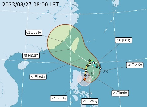 台風9号は台湾南端を通過する恐れ 早ければ28日夜にも海上警報発令